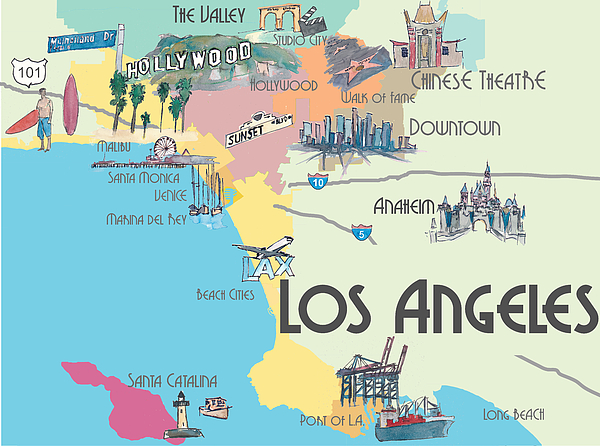Mapa de onde ficar em Los Angeles: Melhores bairros e regiões Mapa de onde ficar em Los Angeles: Melhores bairros e regiões