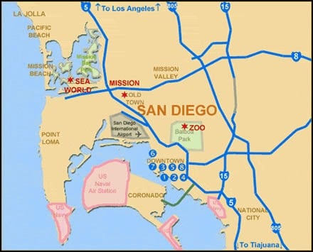 Regiões para ficar hospedado em San Diego Regiões para ficar hospedado em San Diego