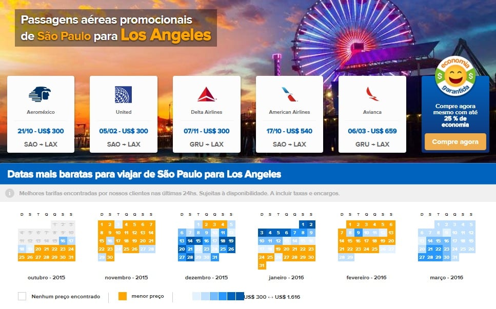 Ferramenta para achar passagens em promoção para a Califórnia Ferramenta para achar passagens em promoção para a Califórnia