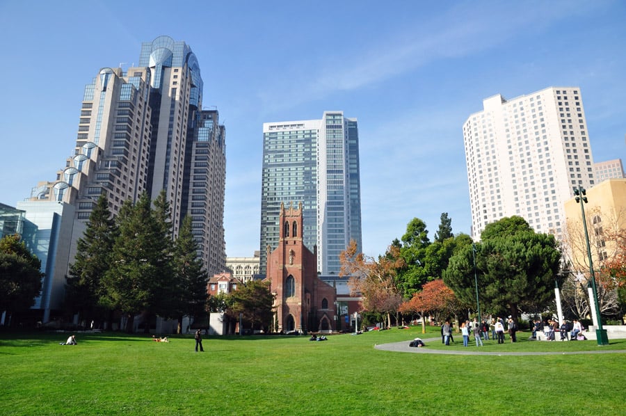 Parque Yerba Buena Gardens em San Francisco Parque Yerba Buena Gardens em San Francisco