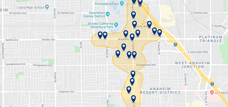 Mapa das melhores regiões para ficar em Huntington Beach Mapa das melhores regiões para ficar em Huntington Beach
